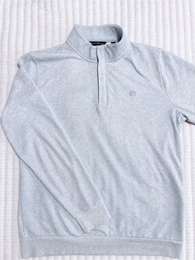 TravisMathew Men’s XL Heather Blue Quarter Zip Pullover Golf